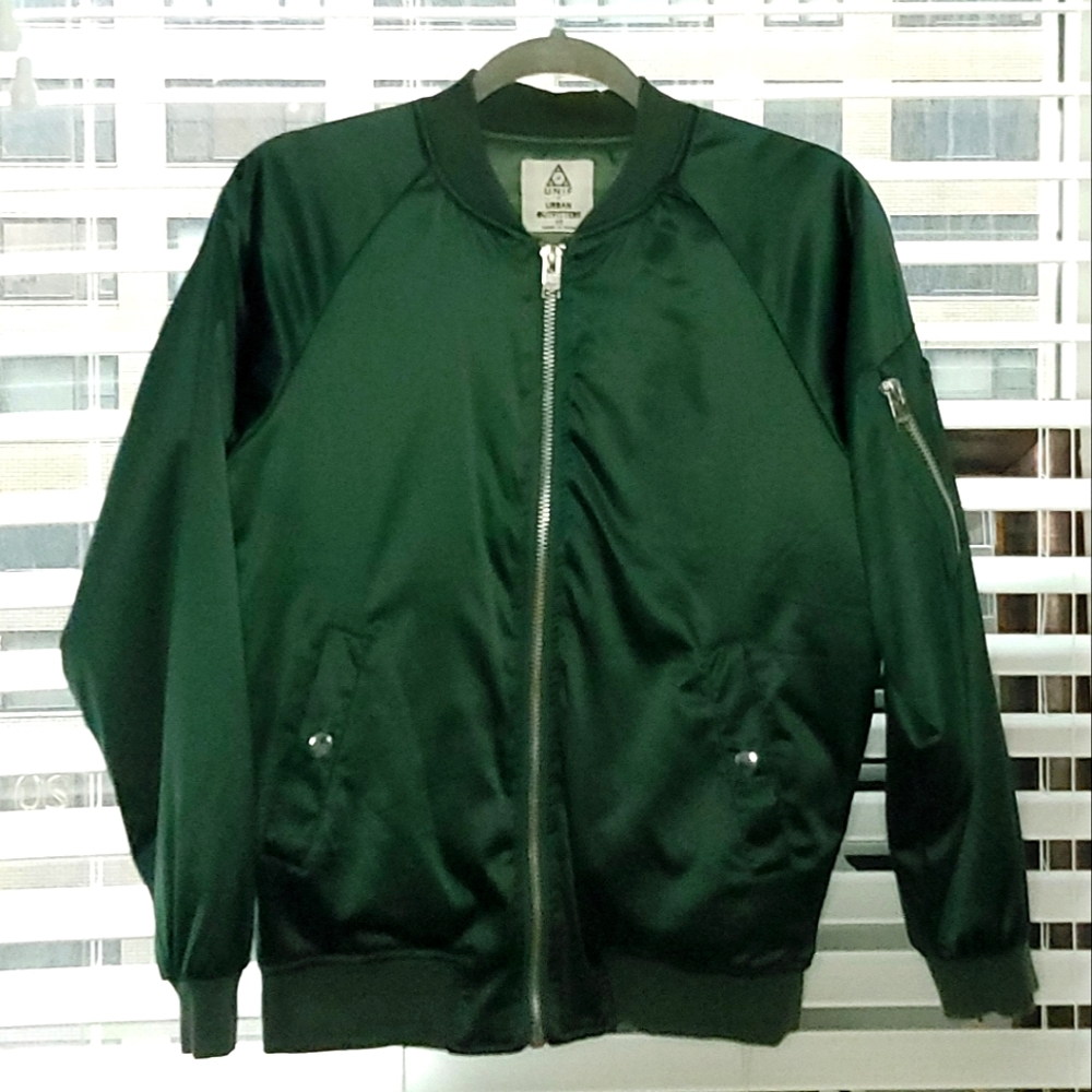 URBAN OUTFITTERS emerald green bomber jacket Small